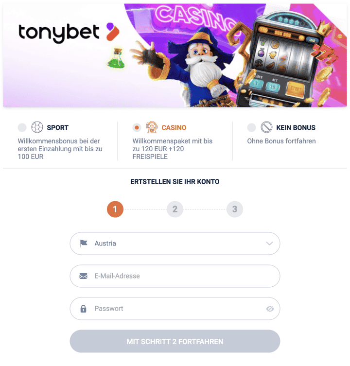 tonybet registrieren
