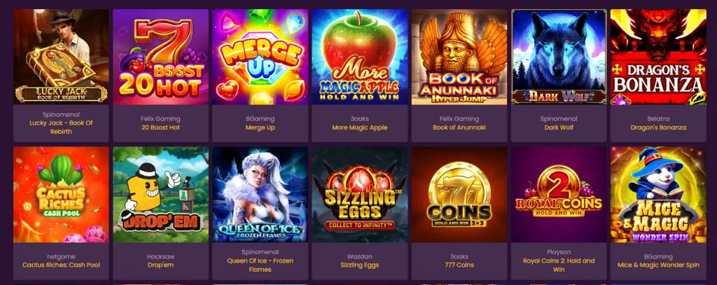 Bizzo Casino Spielautomaten 1024X407
