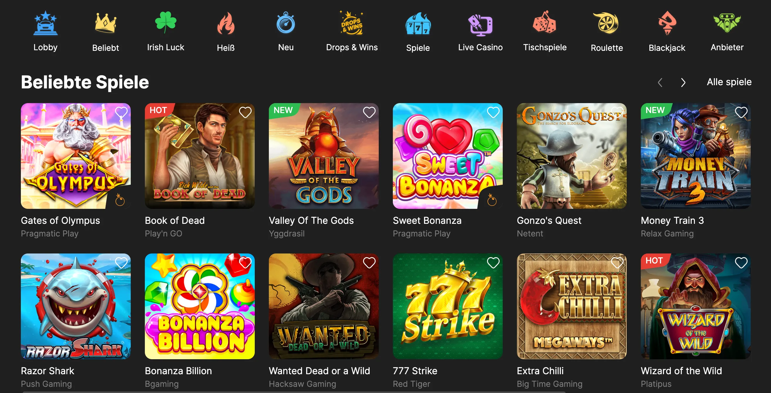 beliebte Online Casino Spiele