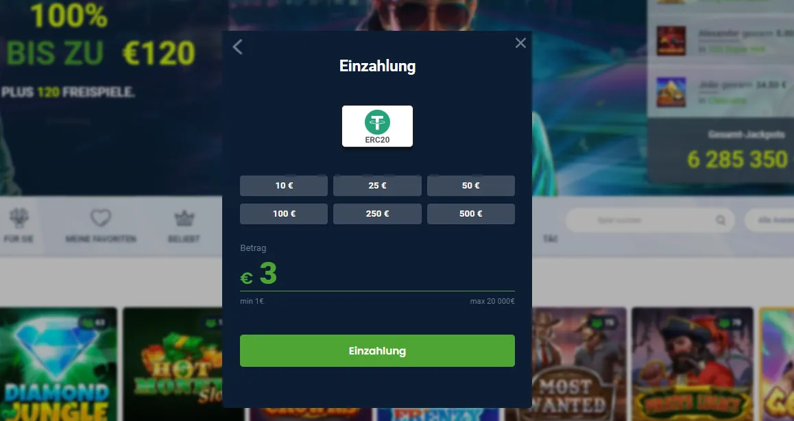 20bet online casino 3 euro einzahlung