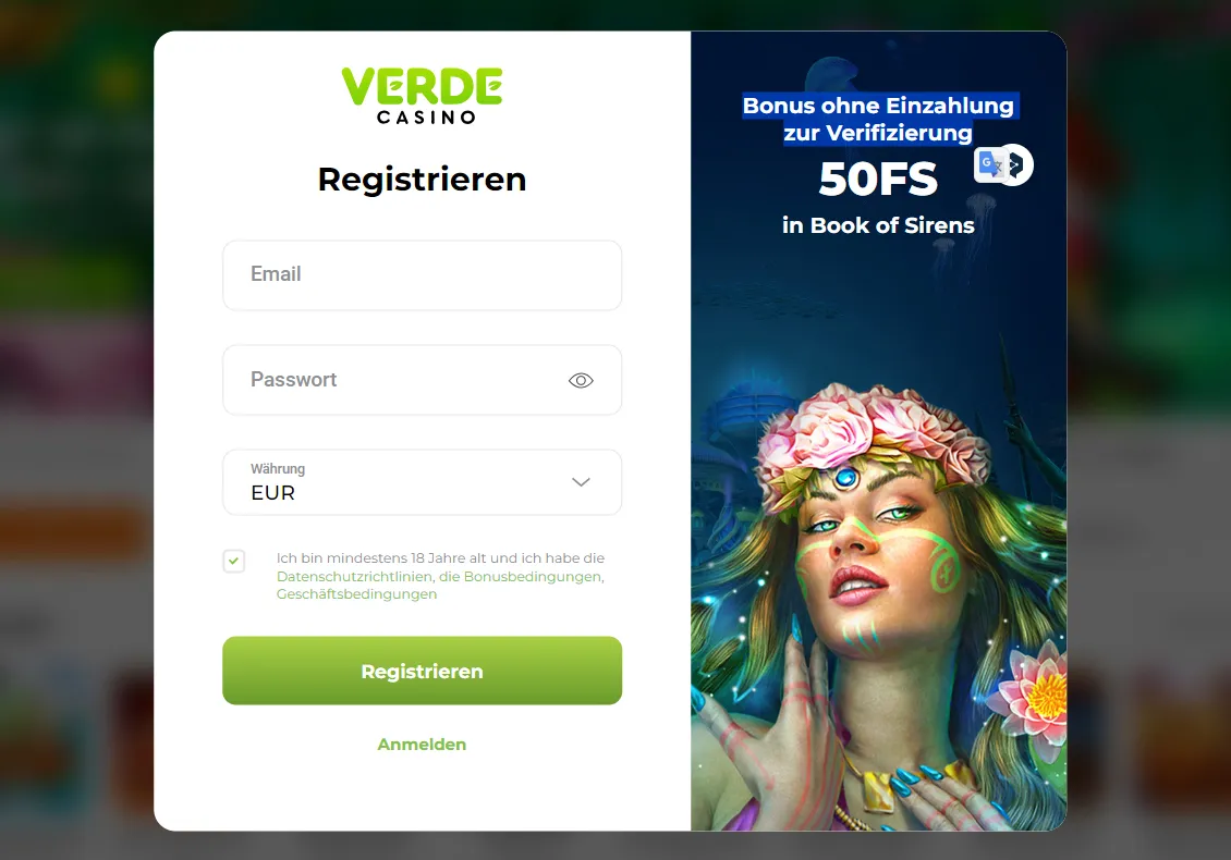 Verde casino 50 free spins ohne Einzahlung