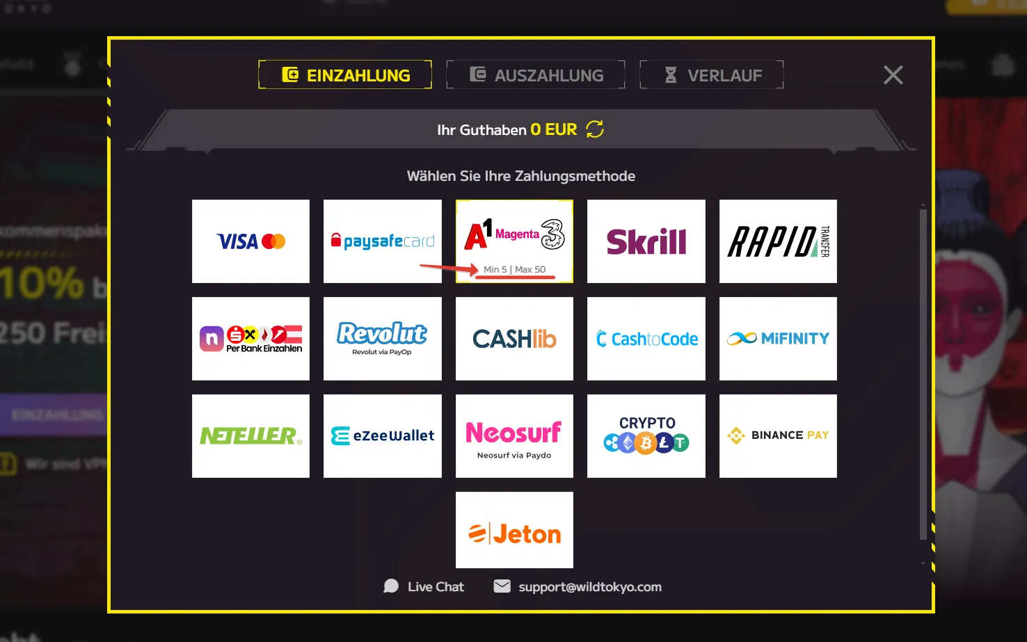 Wildtokyo online casino einzahlung handyrechnung