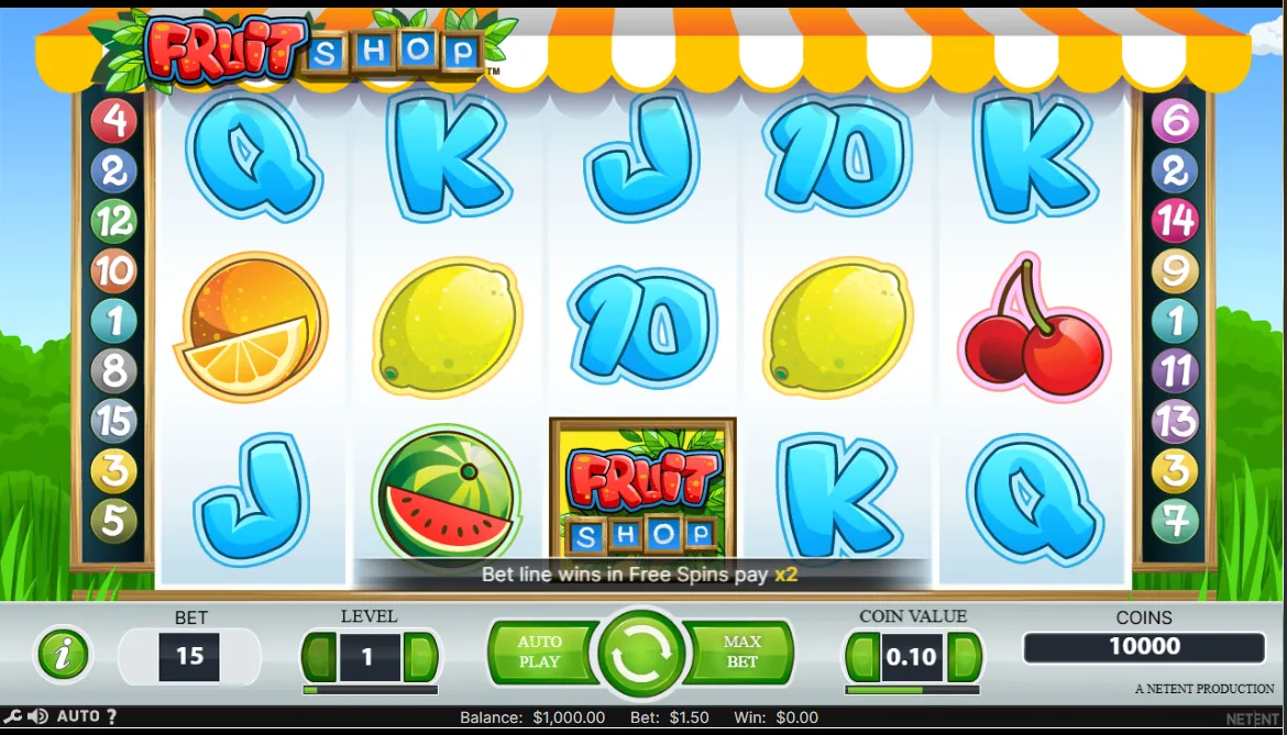 Fruit Shop slot mit niedriger Volatilität