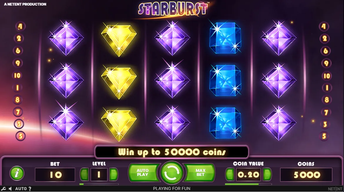 Starburst slot mit niedriger Volatilität