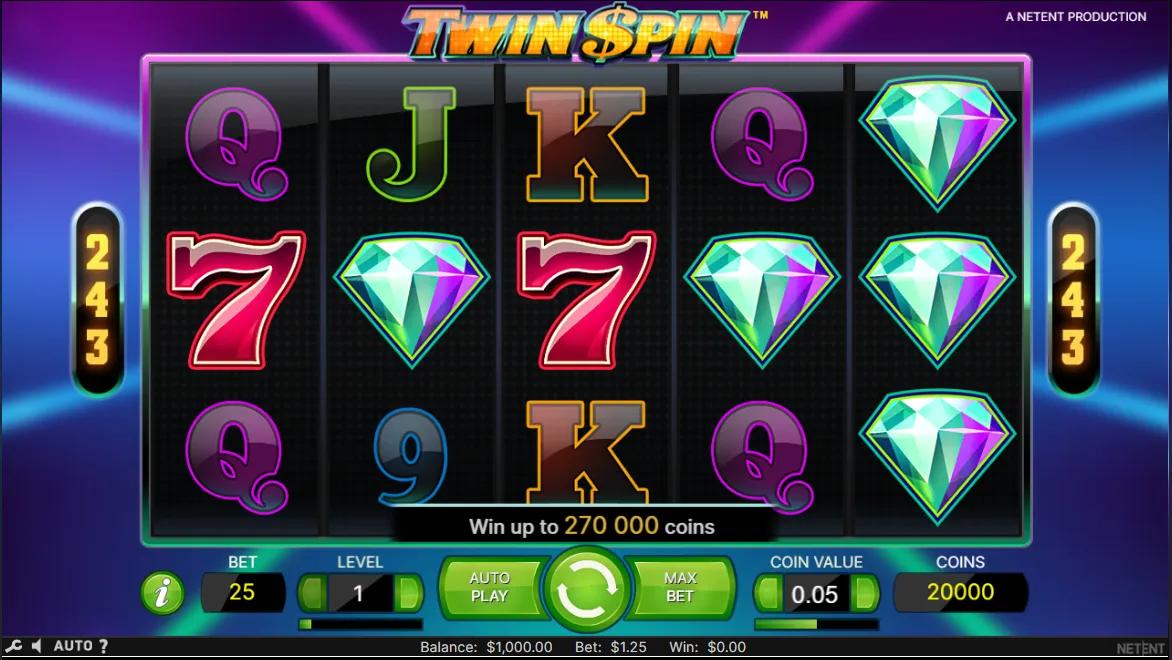 Twin Spin slot mit niedriger Volatilität