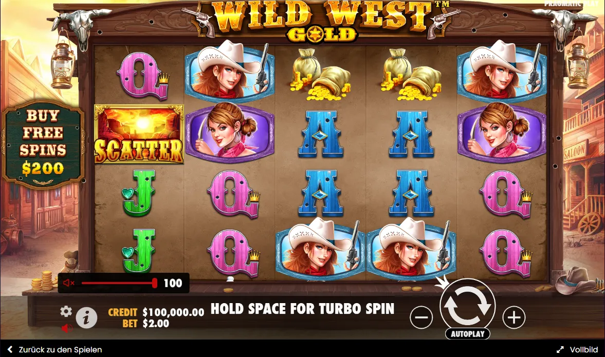 Wild West Gold slot mit niedriger Volatilität