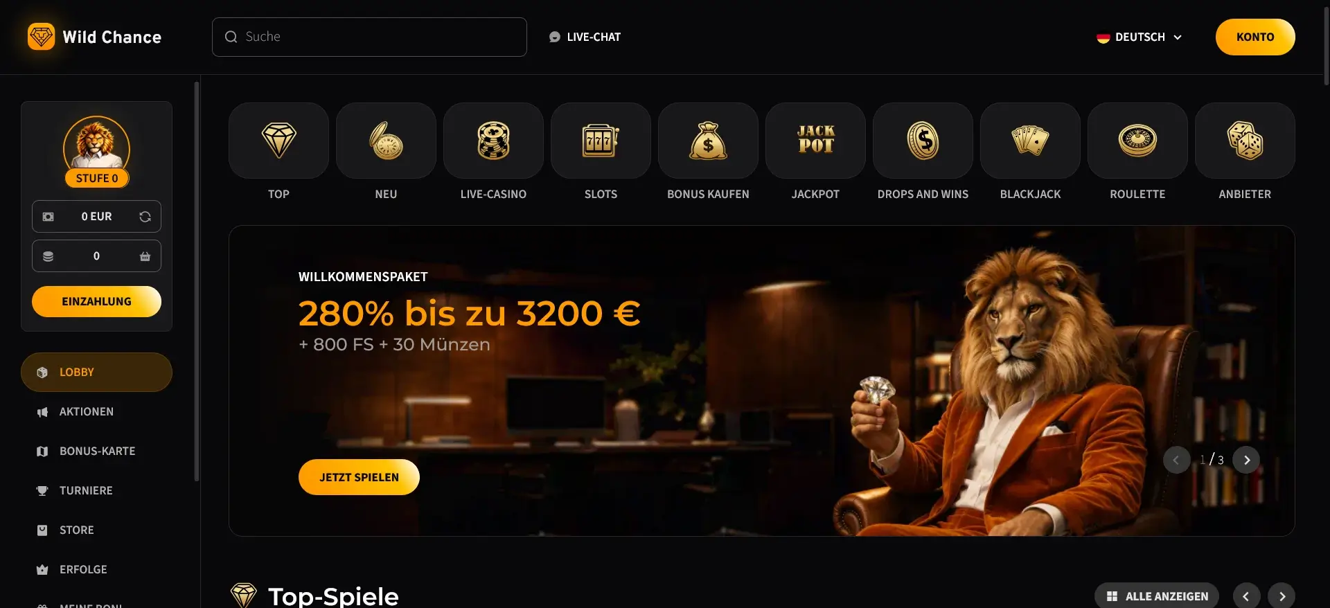 Wild Chance bietet Casino Bonus ab 200 Prozent