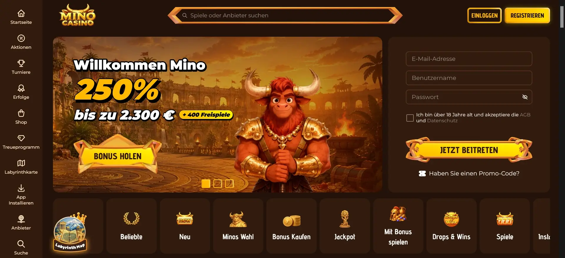 Bonus ab 200 Prozent bei Mino Casino