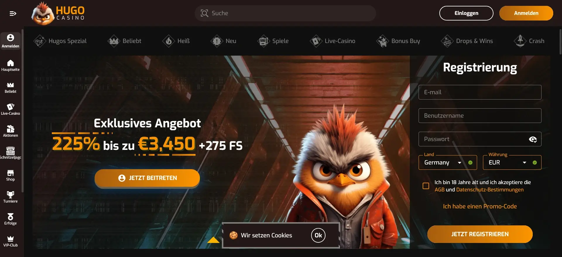 Hugo Casino Promo Bonus ab 200 Prozent