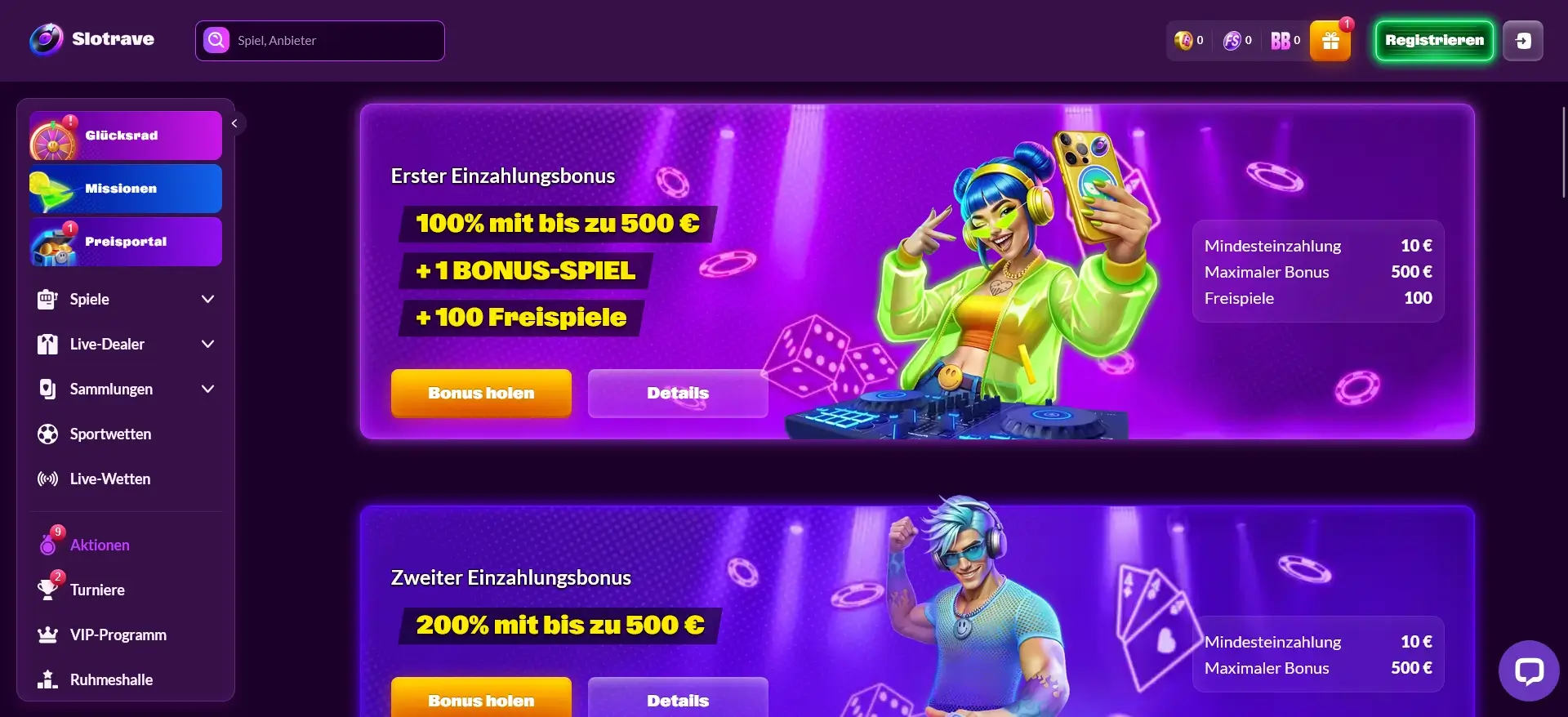: Slotrave Einzahlung Casino Bonus ab 200 Prozent